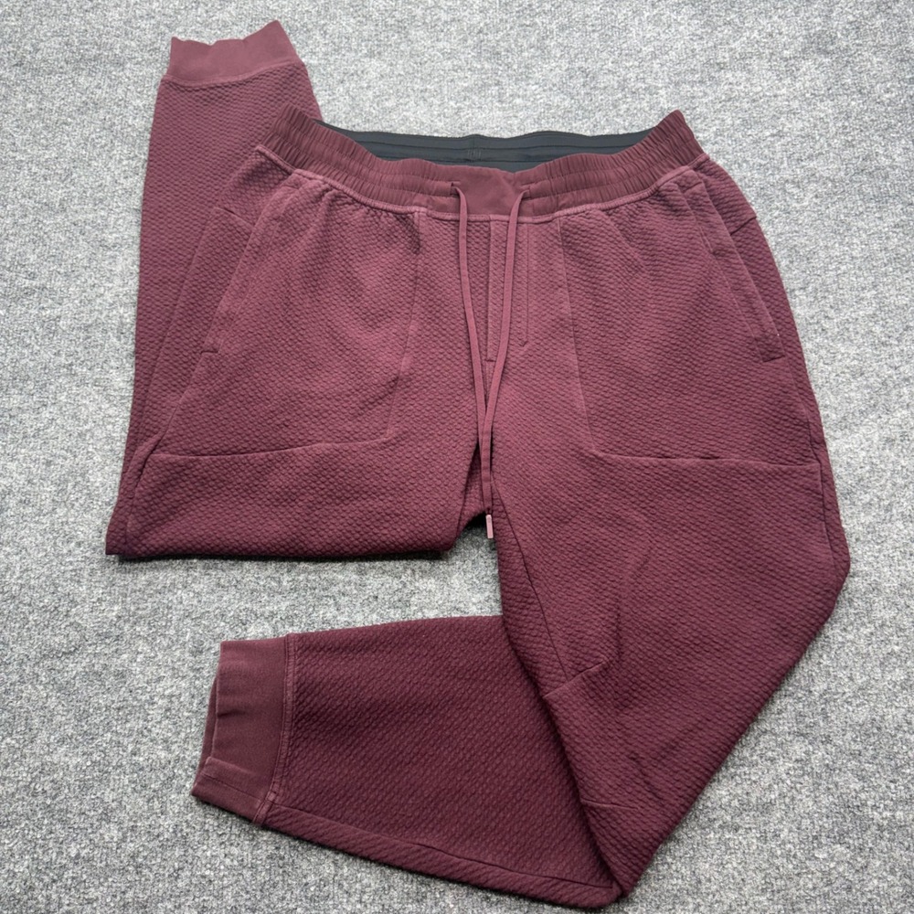 Lululemon Mens At Ease Jogger Red Merlot Textured Knit Pants XL LM5AIYS